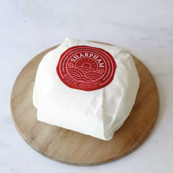Whole Packaged with label Sharpham Rustic with Smoked chilli cheese