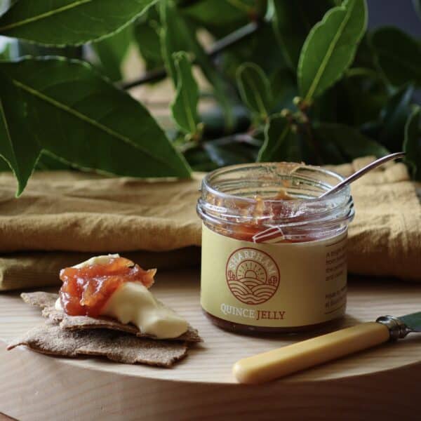 Sharpham Quince Jelly on a cracker with cheese